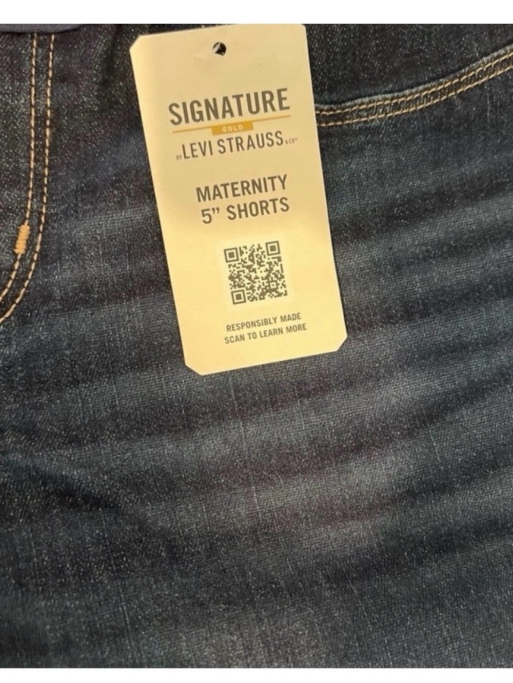 Levi Strauss Signature Gold Maternity Denim Shorts Size M NWT 5" Inseam Blue - Picture 9 of 13